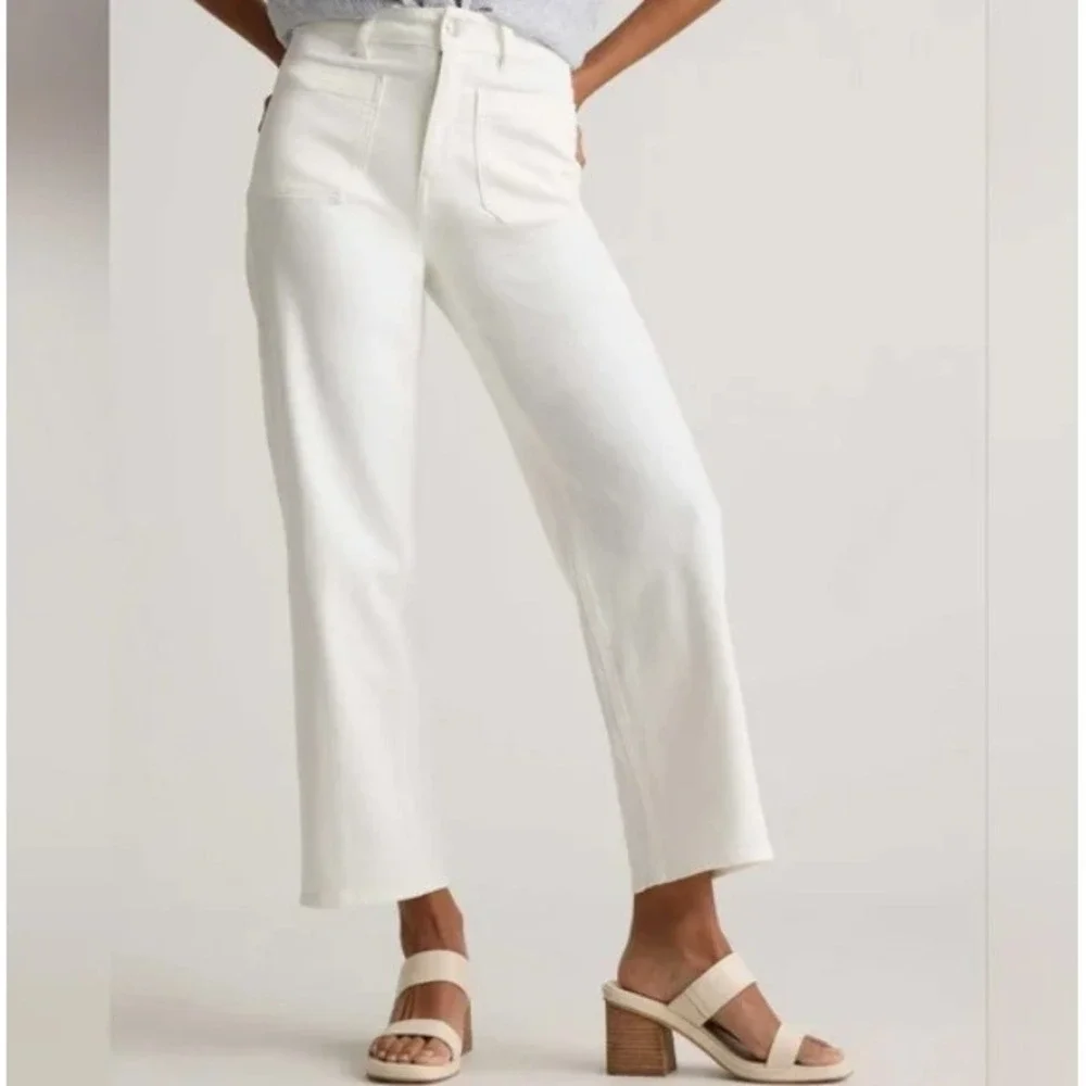Quince Bella Jeans High Wasted Stretch Straight Cloud White Denim Summer 26 - Picture 1 of 6